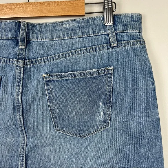 Jeanswest Women’s Mini Denim Skirt A-Line High Waist Distressed Blue Size 16 - Picture 8 of 12